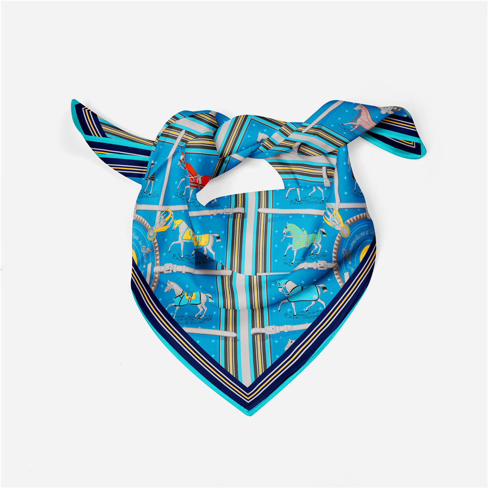 Small Square Horse Silk Scarf