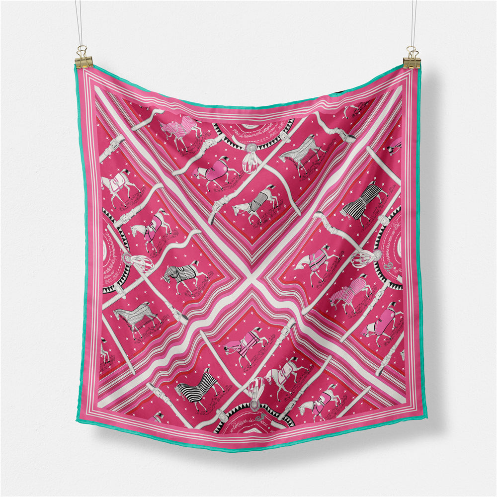 Small Square Horse Silk Scarf