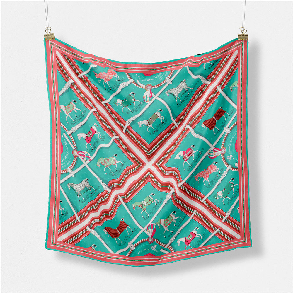 Small Square Horse Silk Scarf