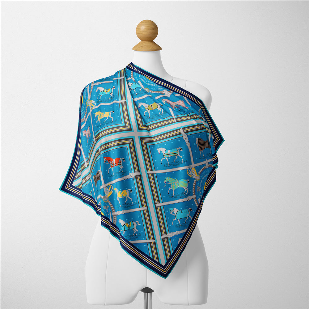 Small Square Horse Silk Scarf