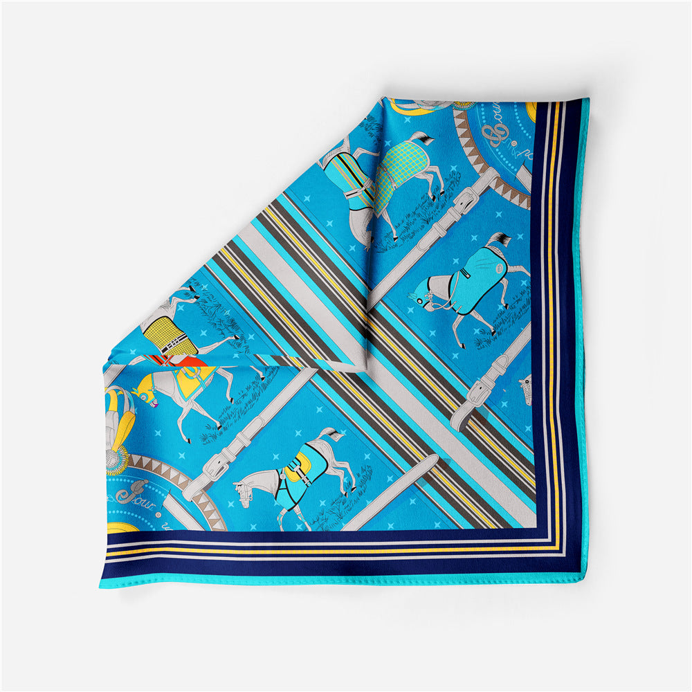 Small Square Horse Silk Scarf
