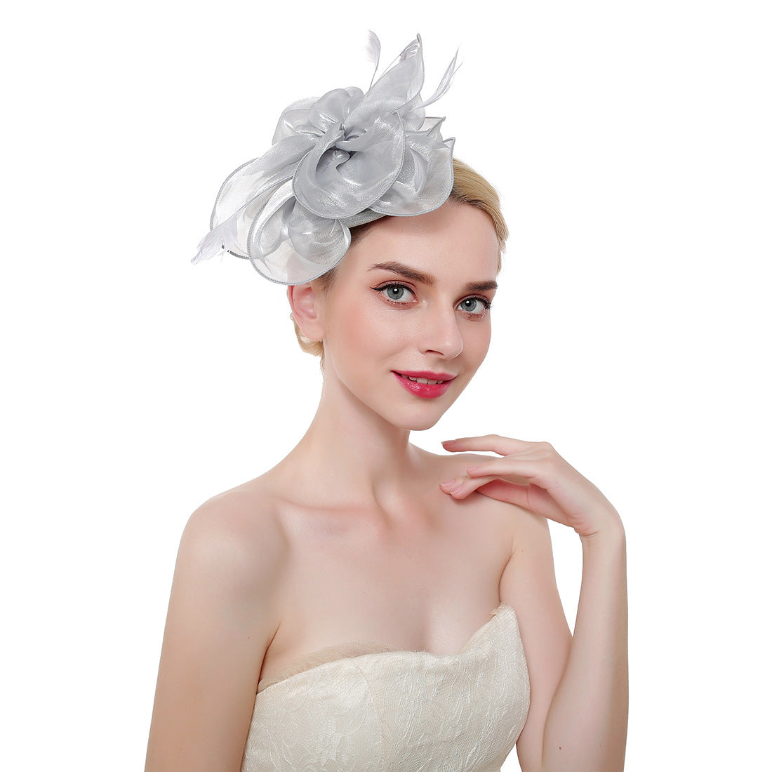 Organza and Feather Top Hair Band