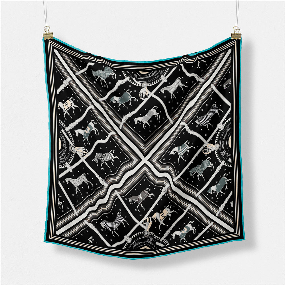 Small Square Horse Silk Scarf
