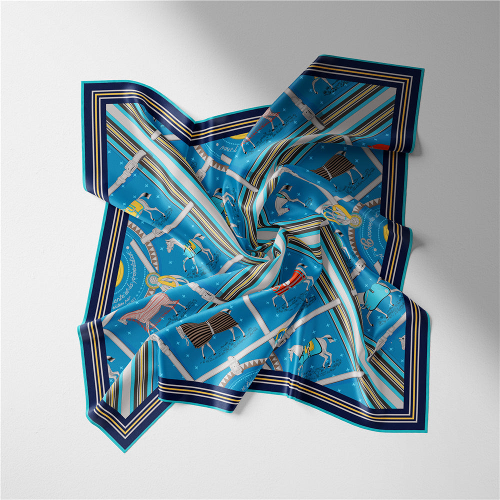 Small Square Horse Silk Scarf