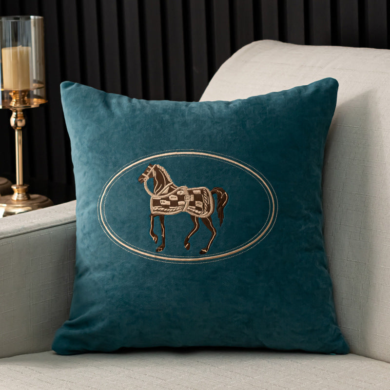 Hand-embroidered Horse Pattern Cushion Cover