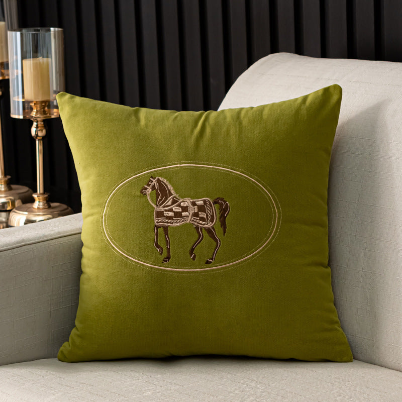 Hand-embroidered Horse Pattern Cushion Cover