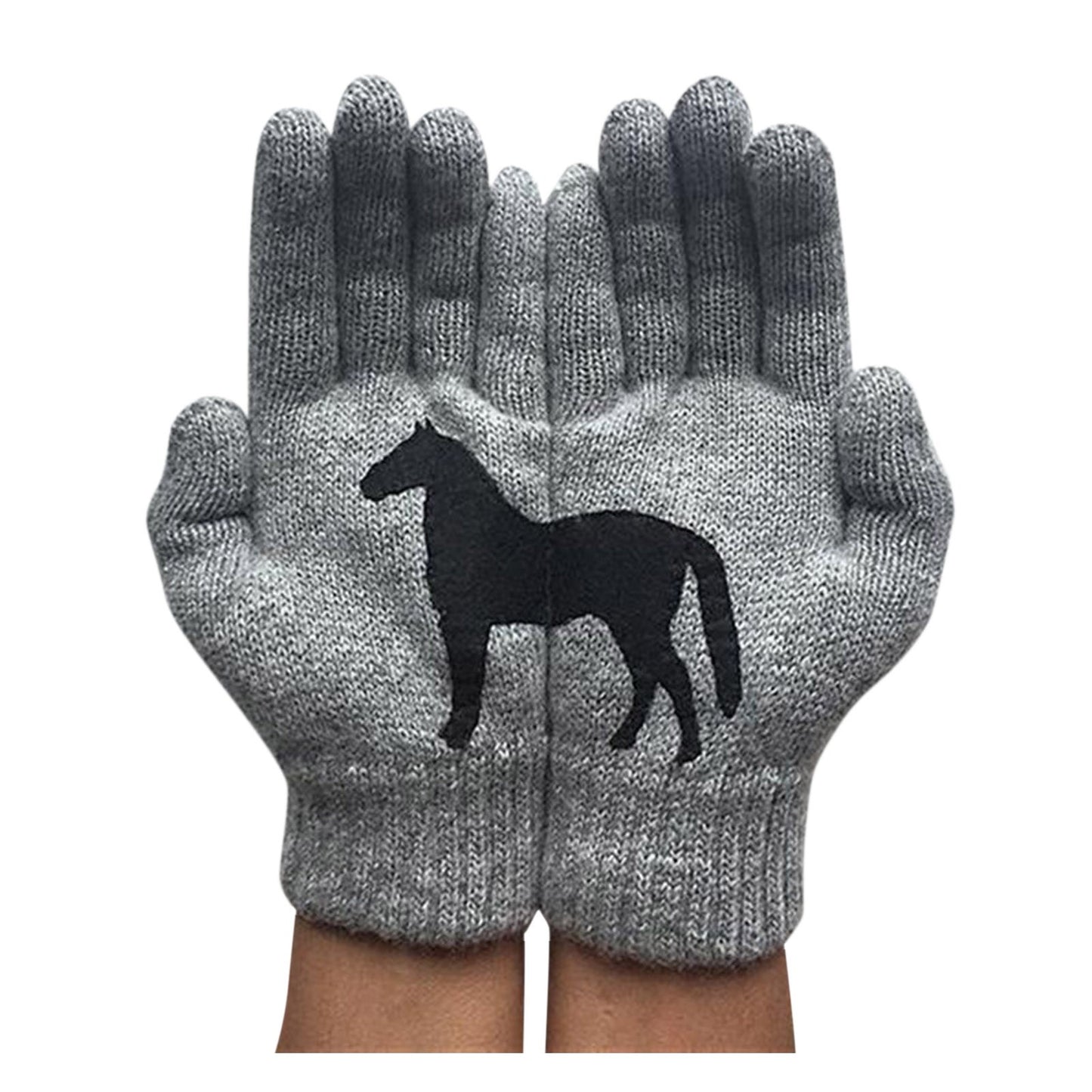 Dark horse print woolen gloves