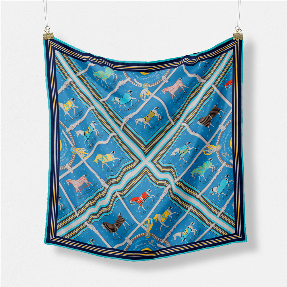 Small Square Horse Silk Scarf