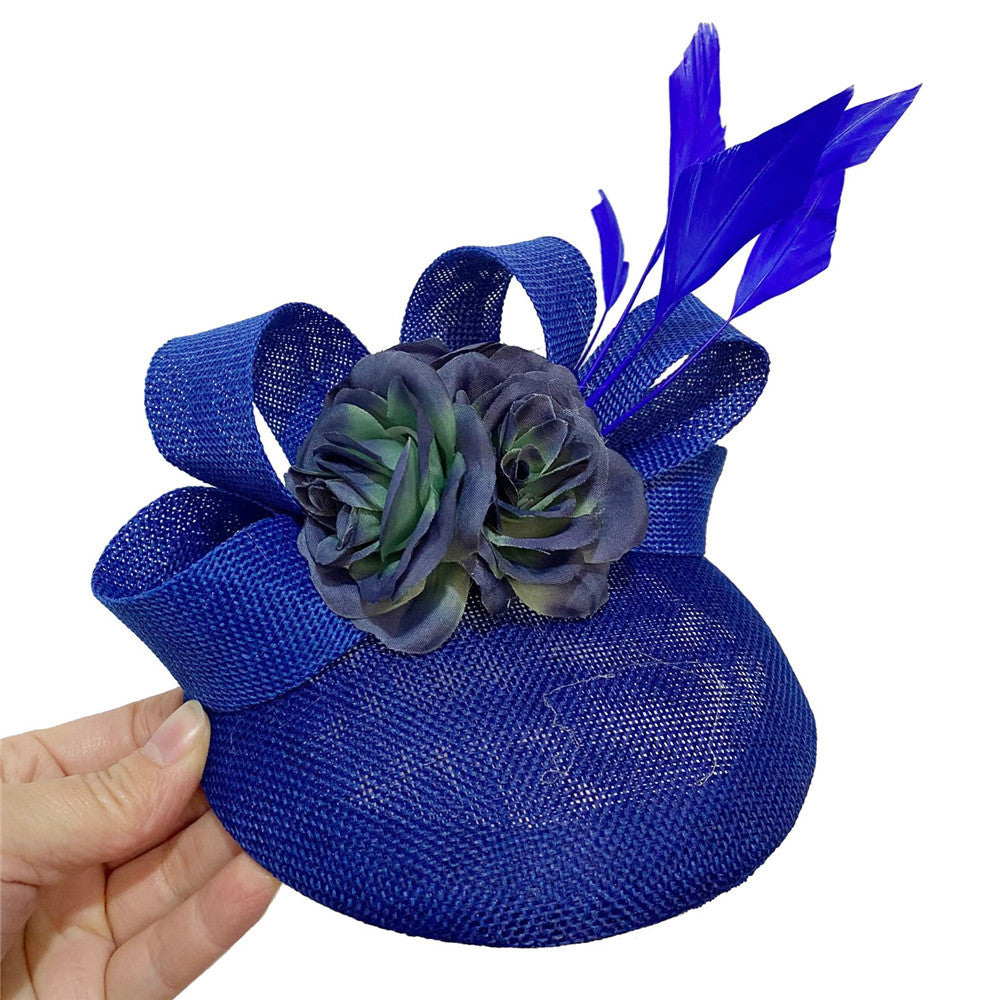 Derby Hat with Flowers and Linen Bow Arrangment