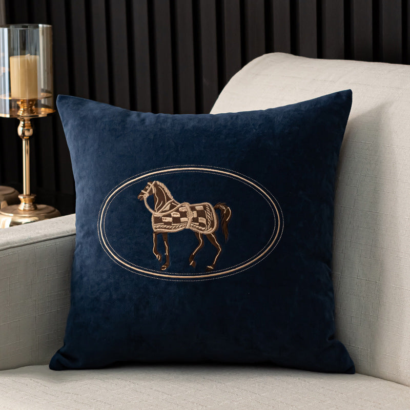 Hand-embroidered Horse Pattern Cushion Cover