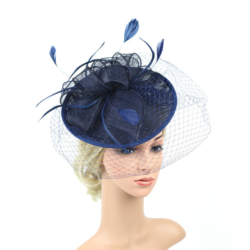 Mesh and Linen Bow Derby Hat