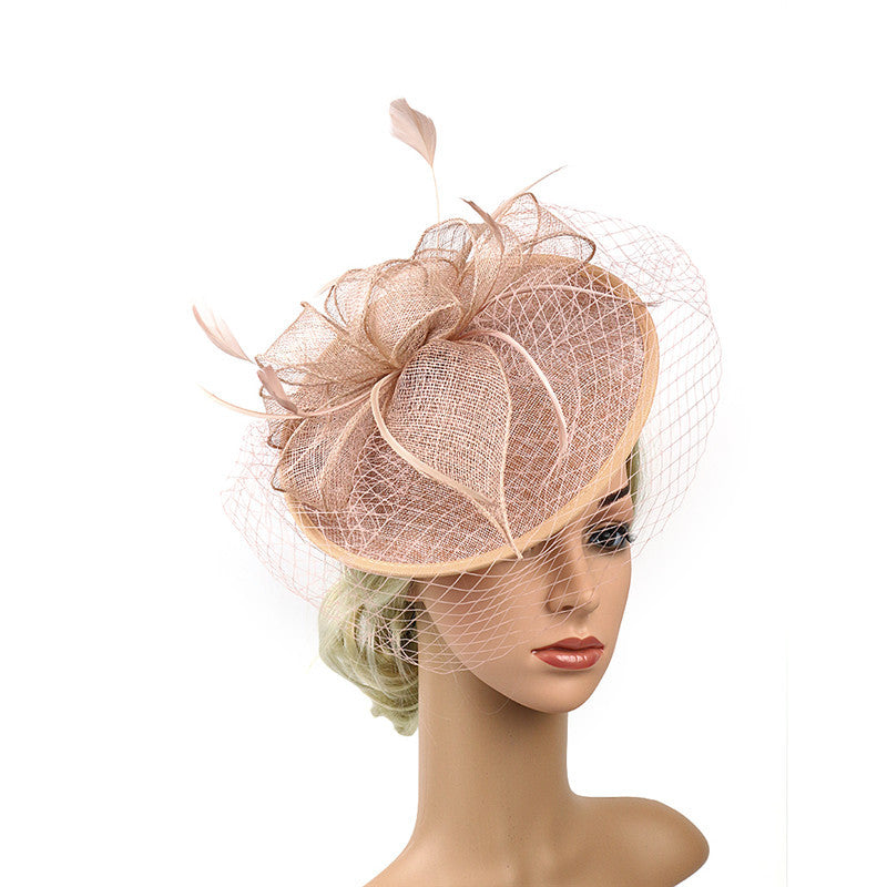 Mesh and Linen Bow Derby Hat