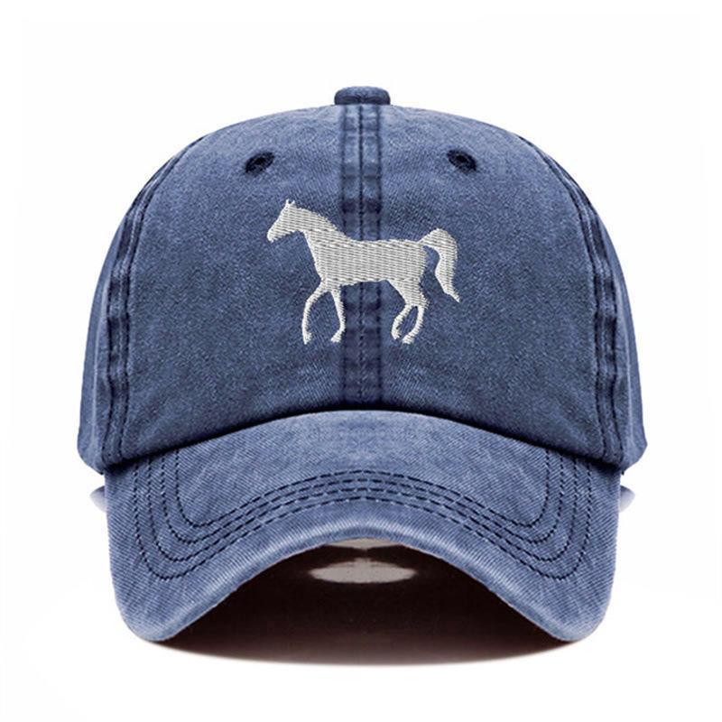 Vintage Cotton Horse Embroidery Baseball Cap