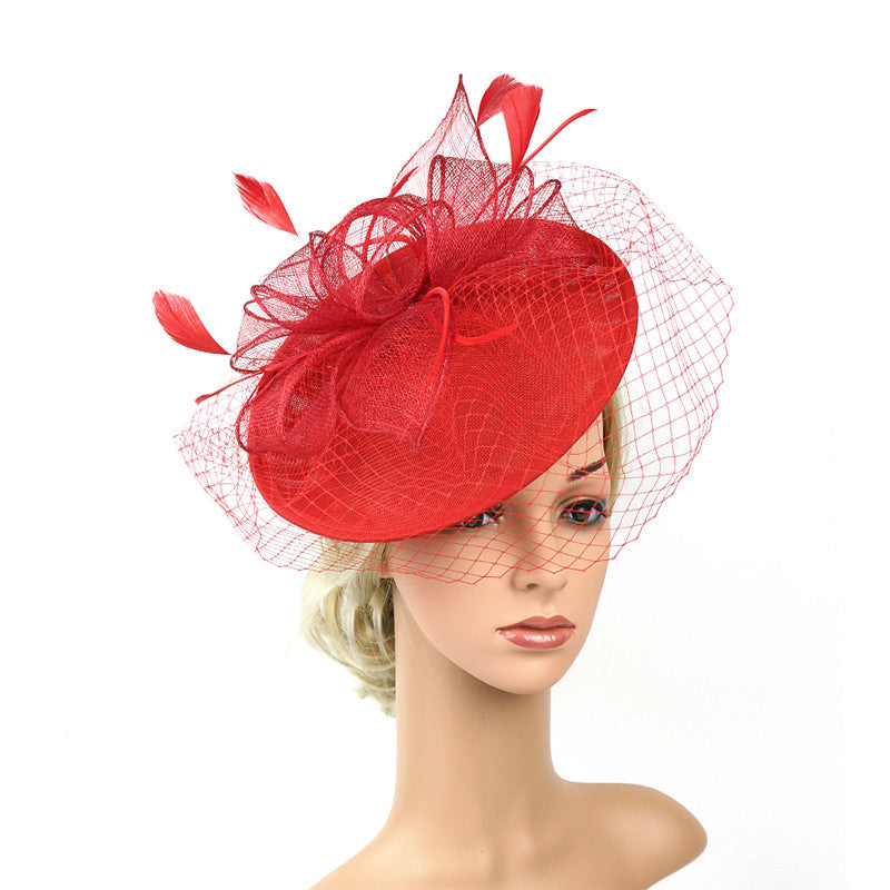 Mesh and Linen Bow Derby Hat