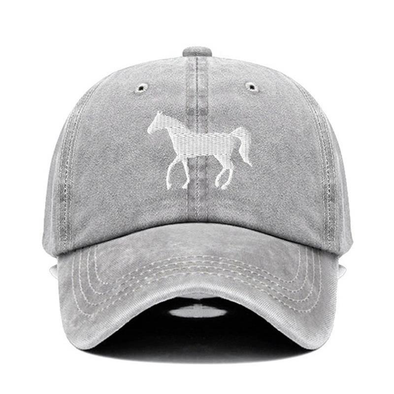 Vintage Cotton Horse Embroidery Baseball Cap