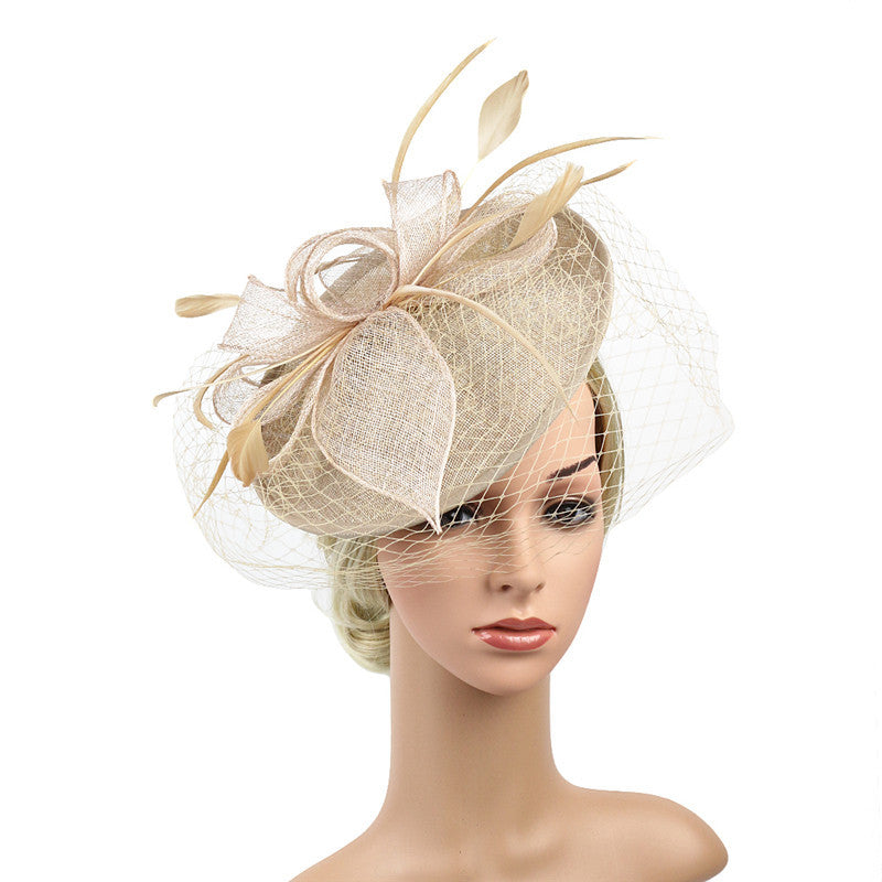 Mesh and Linen Bow Derby Hat