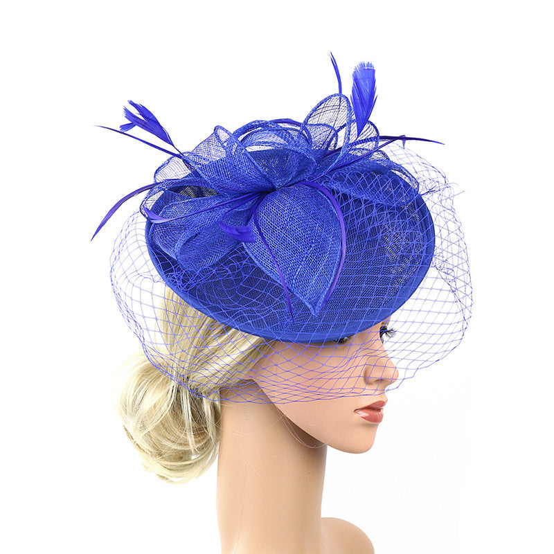 Mesh and Linen Bow Derby Hat