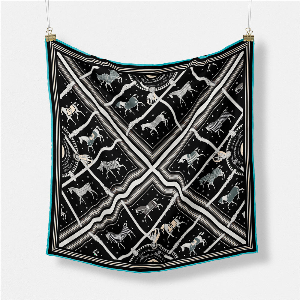 53cm Small Square Horse Silk Scarf