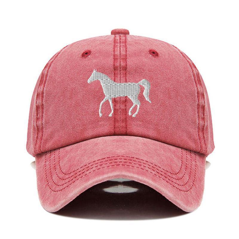 Vintage Cotton Horse Embroidery Baseball Cap