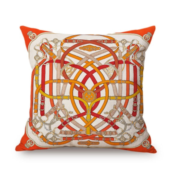 red yellow and brown reins over white pillowcase