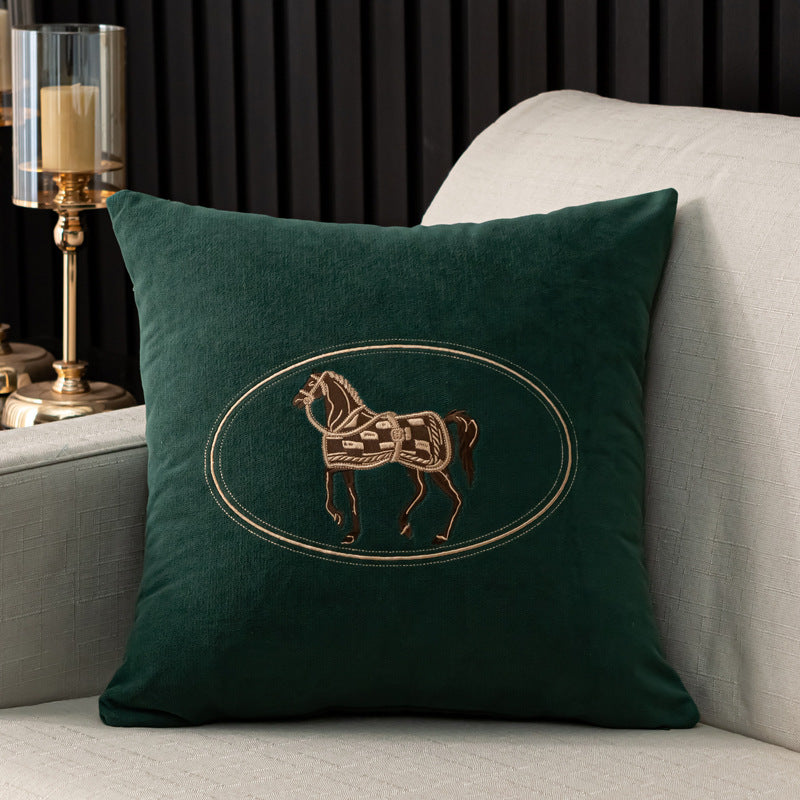 Hand-embroidered Horse Pattern Cushion Cover